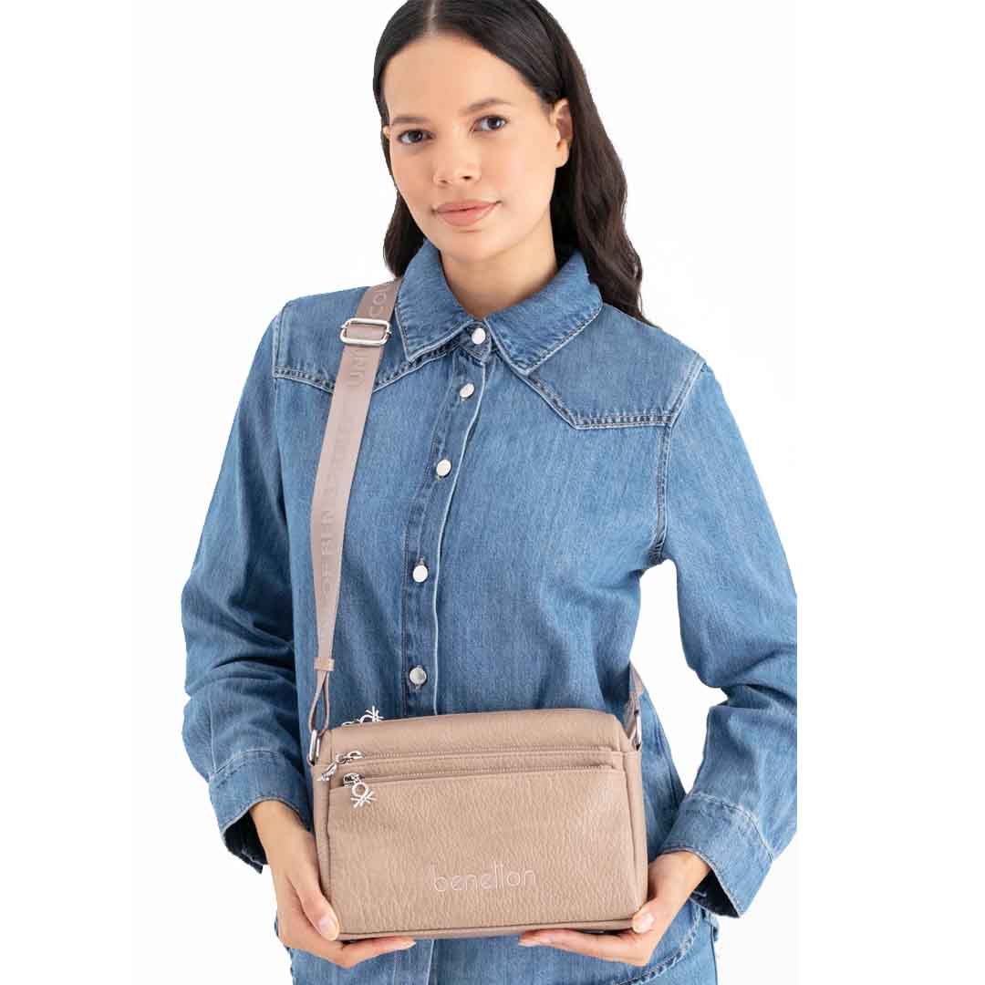 Benetton Bayan Kol Çantası BNT_1692 Vizon