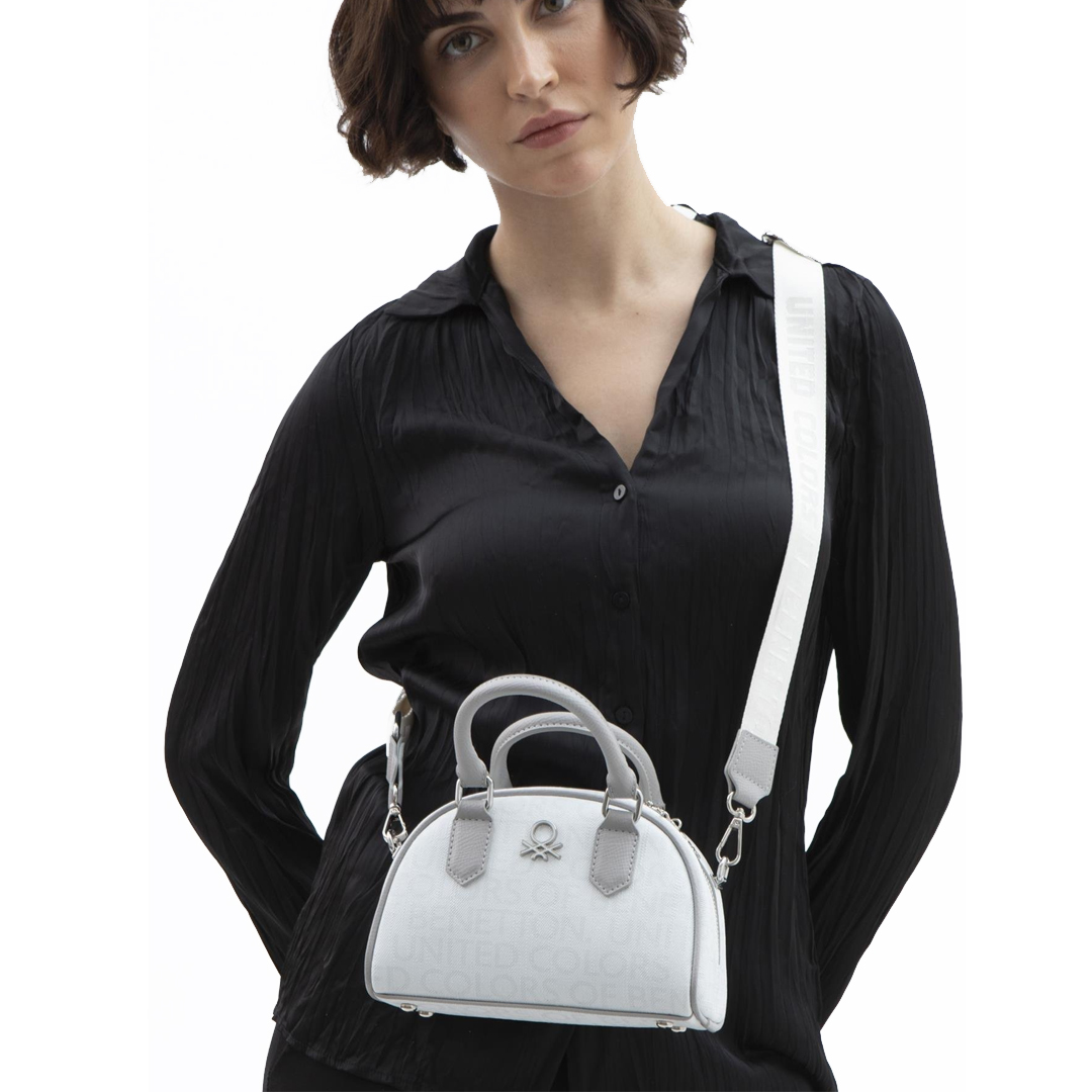 Benetton Bayan Kol Çantası Bnt1602 Beyaz-A.Gri