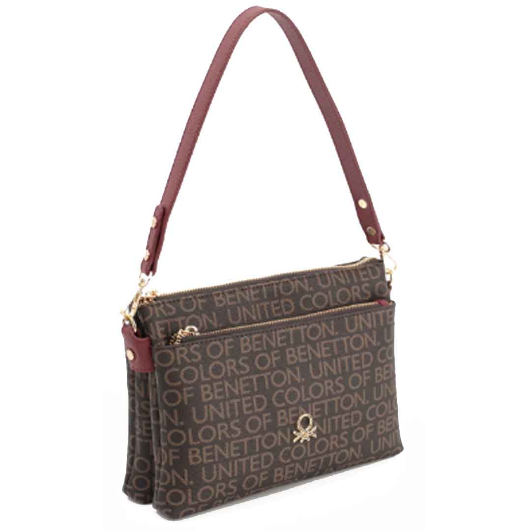Benetton Bayan Kol Çantası Kahve-Bordo Bnt1694