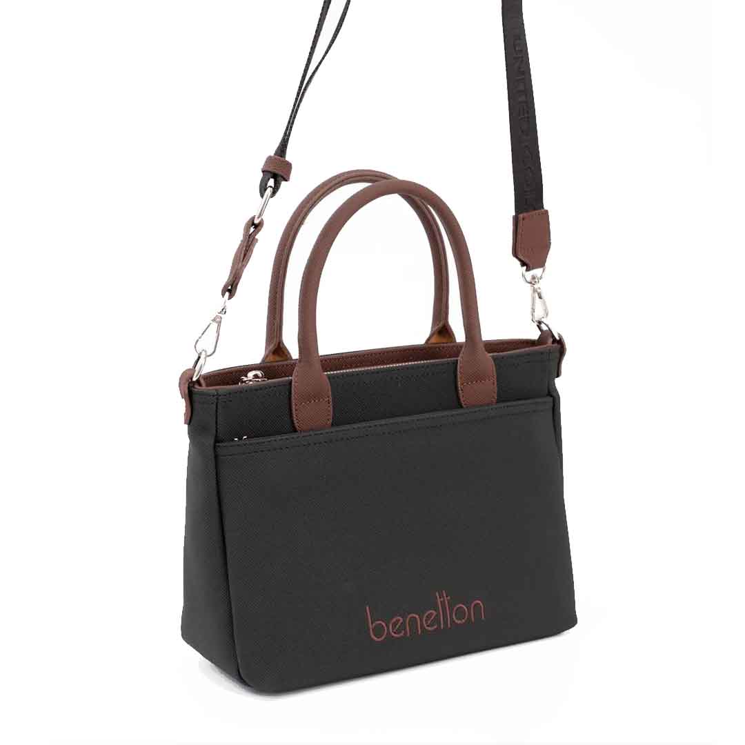 Benetton Bayan Omuz Çantası Siyah-Kahve BNT_1649 Benetton Bayan Omuz Çantası Siyah-Kahve BNT_1649