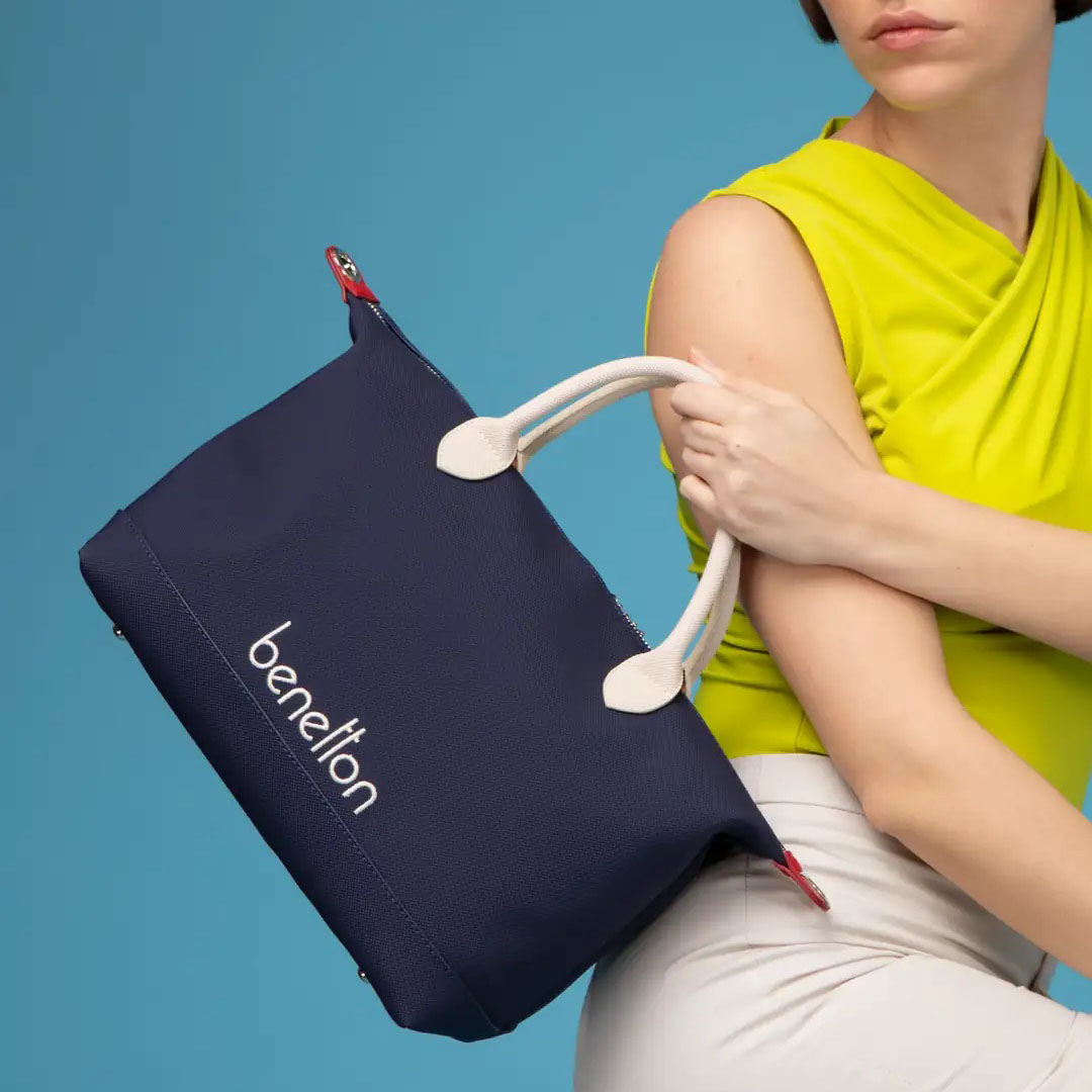 Benetton Kadın Kol Çantası BNT_1612 Laci - Bej - Kırmızı