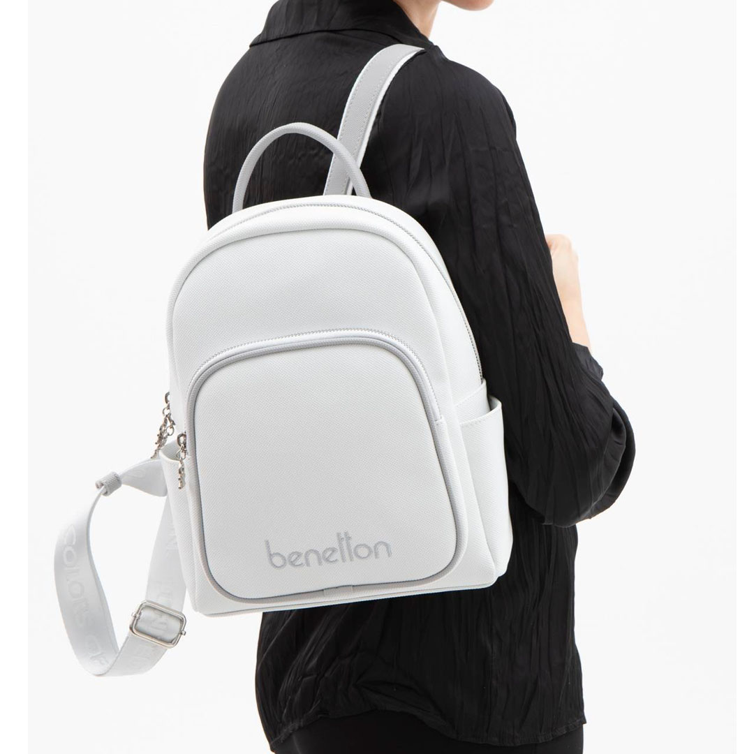 Benetton Kadın Sırt Çanta | Beyaz Açık Gri BNT 1605 Benetton Kadın Sırt Çanta | Beyaz Açık Gri BNT 1605