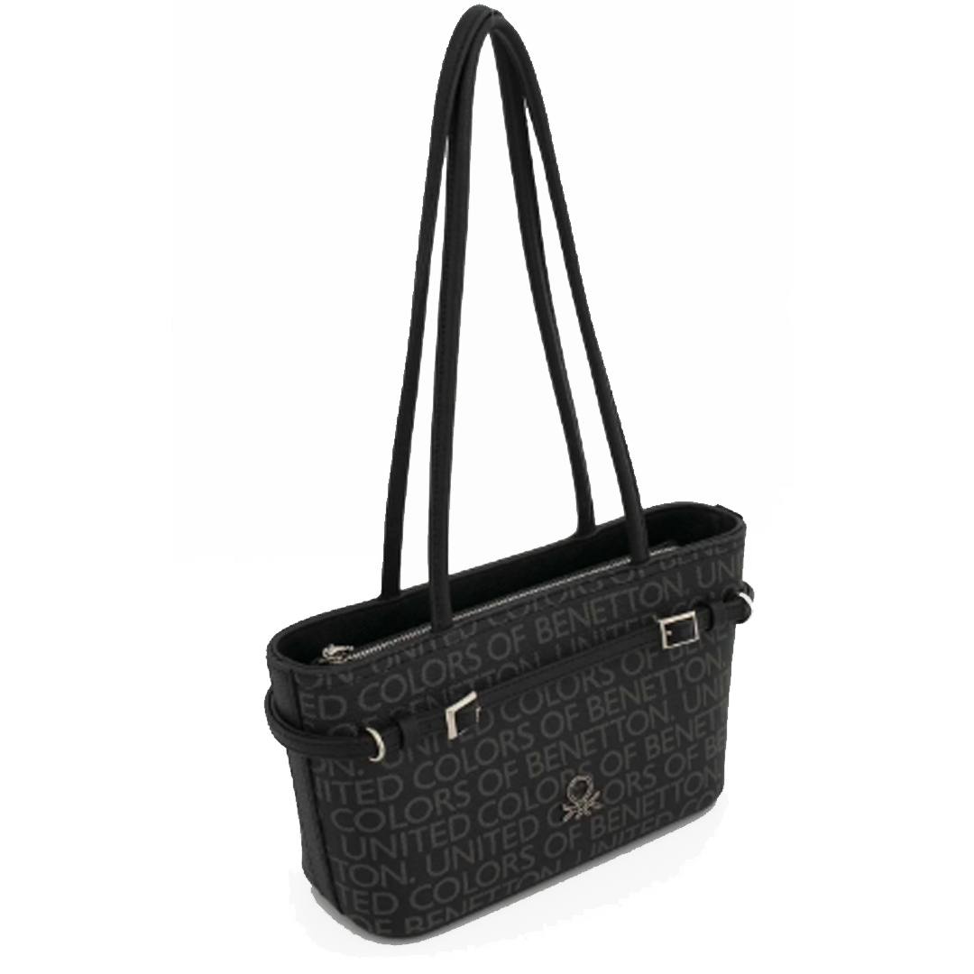 Benetton Monogram Bayan Omuz Çantası Bnt 1663 Siyah Benetton Monogram Bayan Omuz Çantası Bnt 1663 Siyah