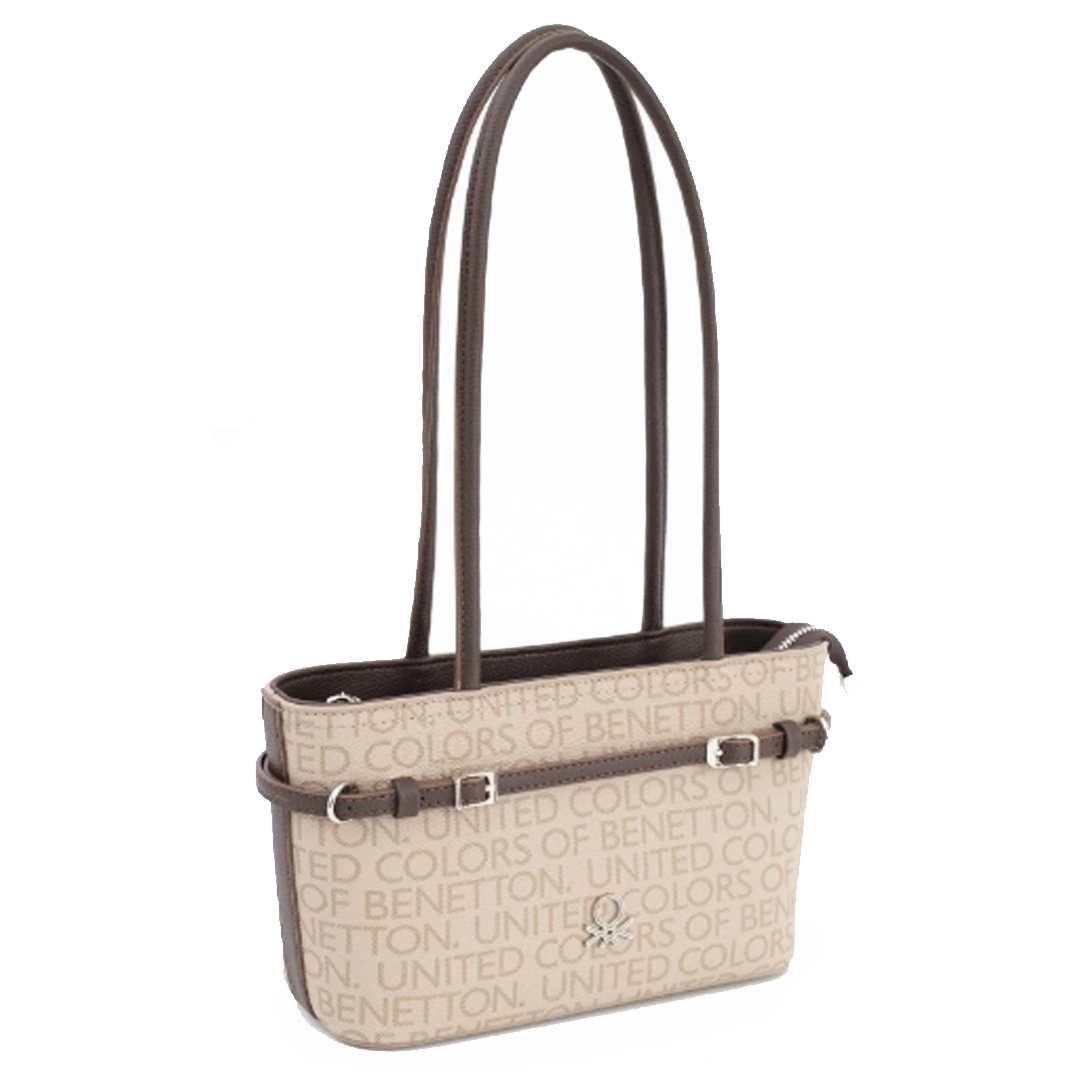 Benetton Monogram Bayan Omuz Çantası Bnt 1663 Taş-Kahve Benetton Monogram Bayan Omuz Çantası Bnt 1663 Taş-Kahve