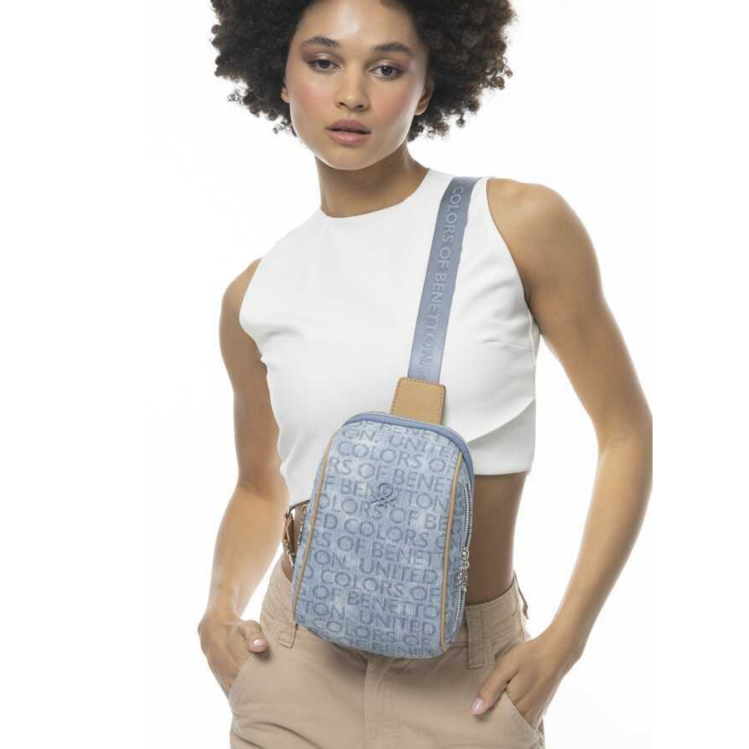 Benetton Monogram Çapraz Vücut Çantası Bnt_952-Kot-Mavi-A.Camel