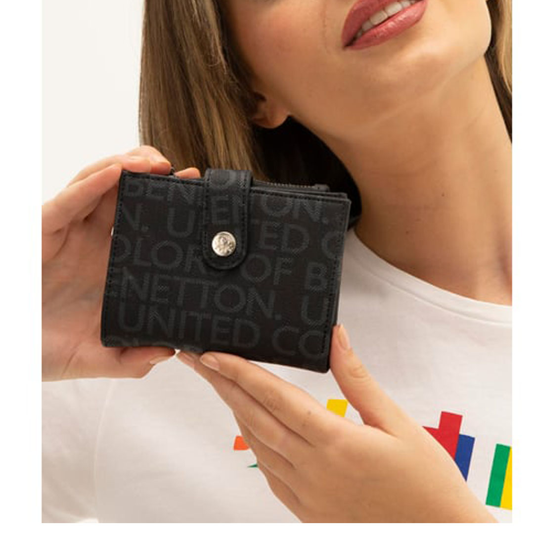 Benetton Siyah Monogram Eskitme Kadın Kartlık Cüzdan BNT 1310 Benetton Siyah Monogram Eskitme Kadın Kartlık Cüzdan BNT 1310