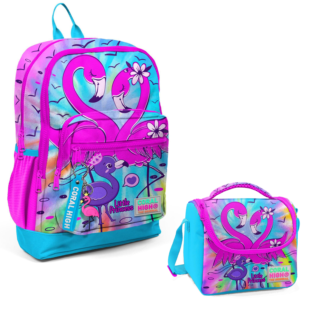 Coral High Kids Flamingo Desenli Dört Bölmeli Okul Sırt Çantası 23730 + Beslenme