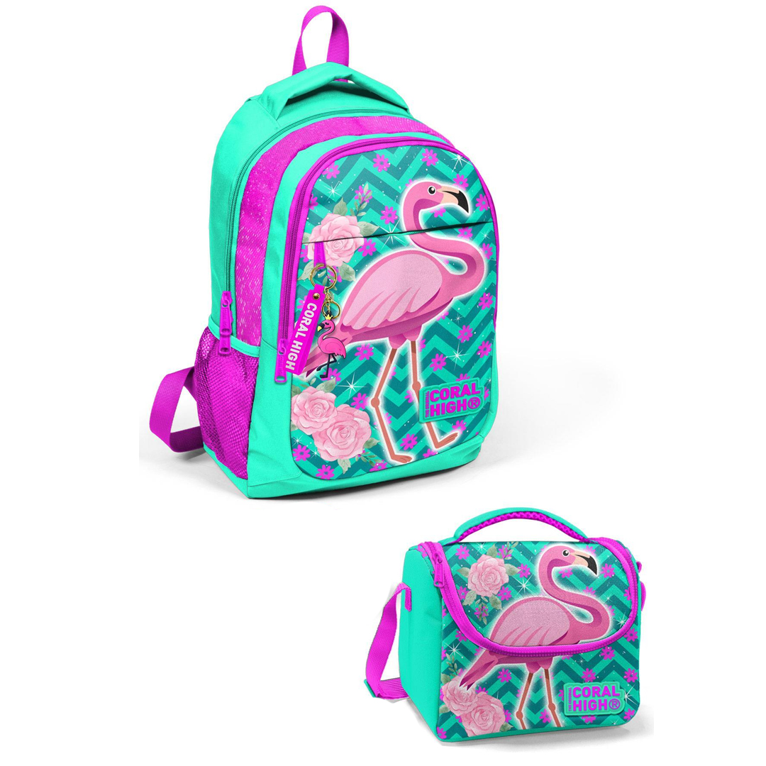 Coral High Kids Flamingo Desenli Üç Bölmeli Okul Sırt Çantası 14382 + Beslenme Coral High Kids Flamingo Desenli Üç Bölmeli Okul Sırt Çantası 14382 + Beslenme