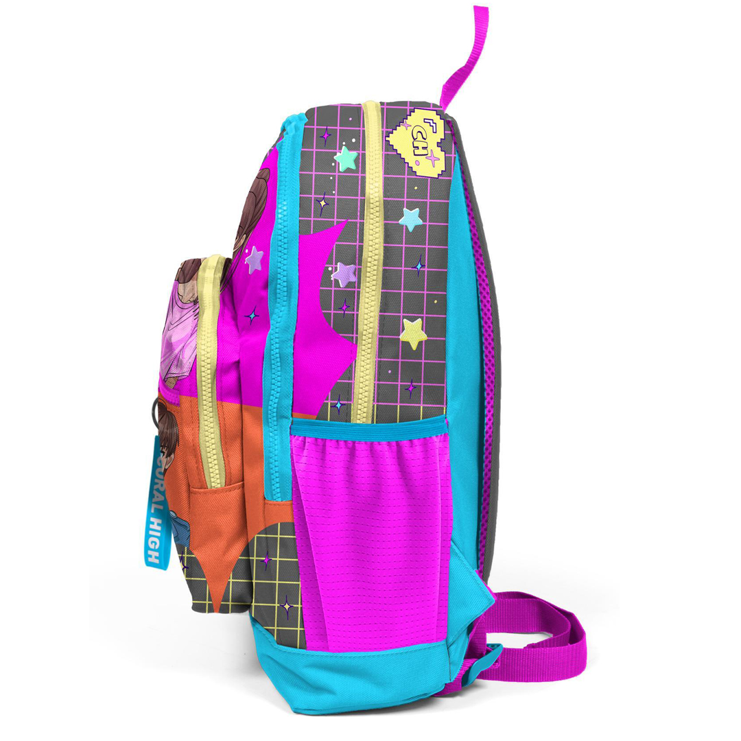 Coral High Kids Gri Mavi Pembe Desenli Dört Bölmeli Okul Sırt Çantası 23737