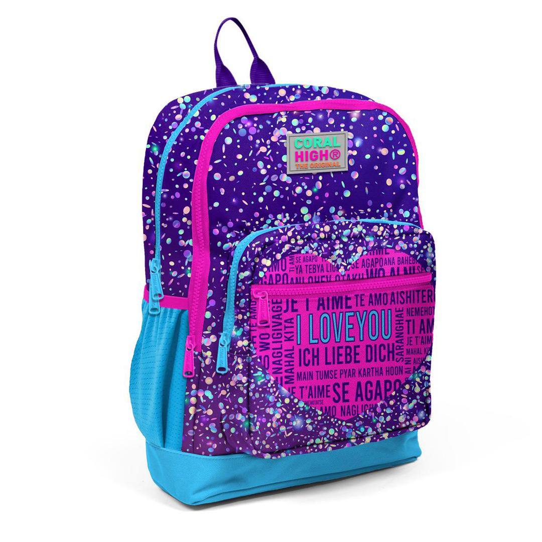 Coral High Kids Kalp Desenli Dört Bölmeli Okul Sırt Çantası 23740