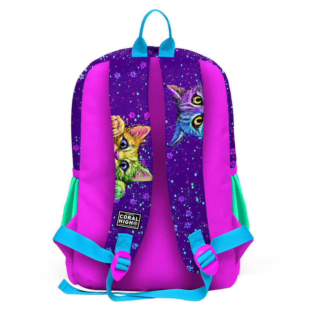 Coral High Kids Kedi Desenli Dört Bölmeli Okul Sırt Çantası 23732