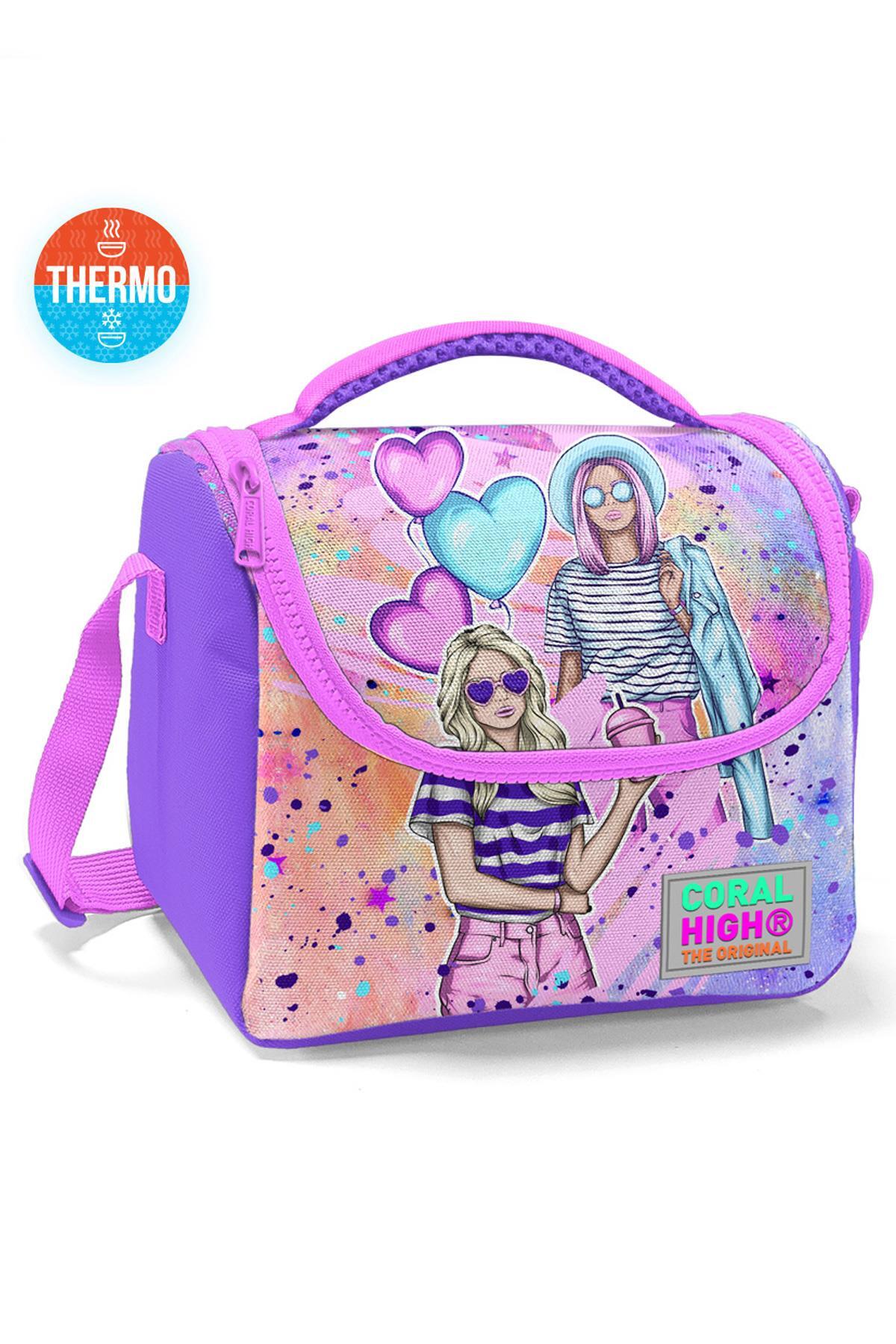 Coral High Kids Pembe Mor Fashion Girl Desenli Çanta 23755 + Beslenme