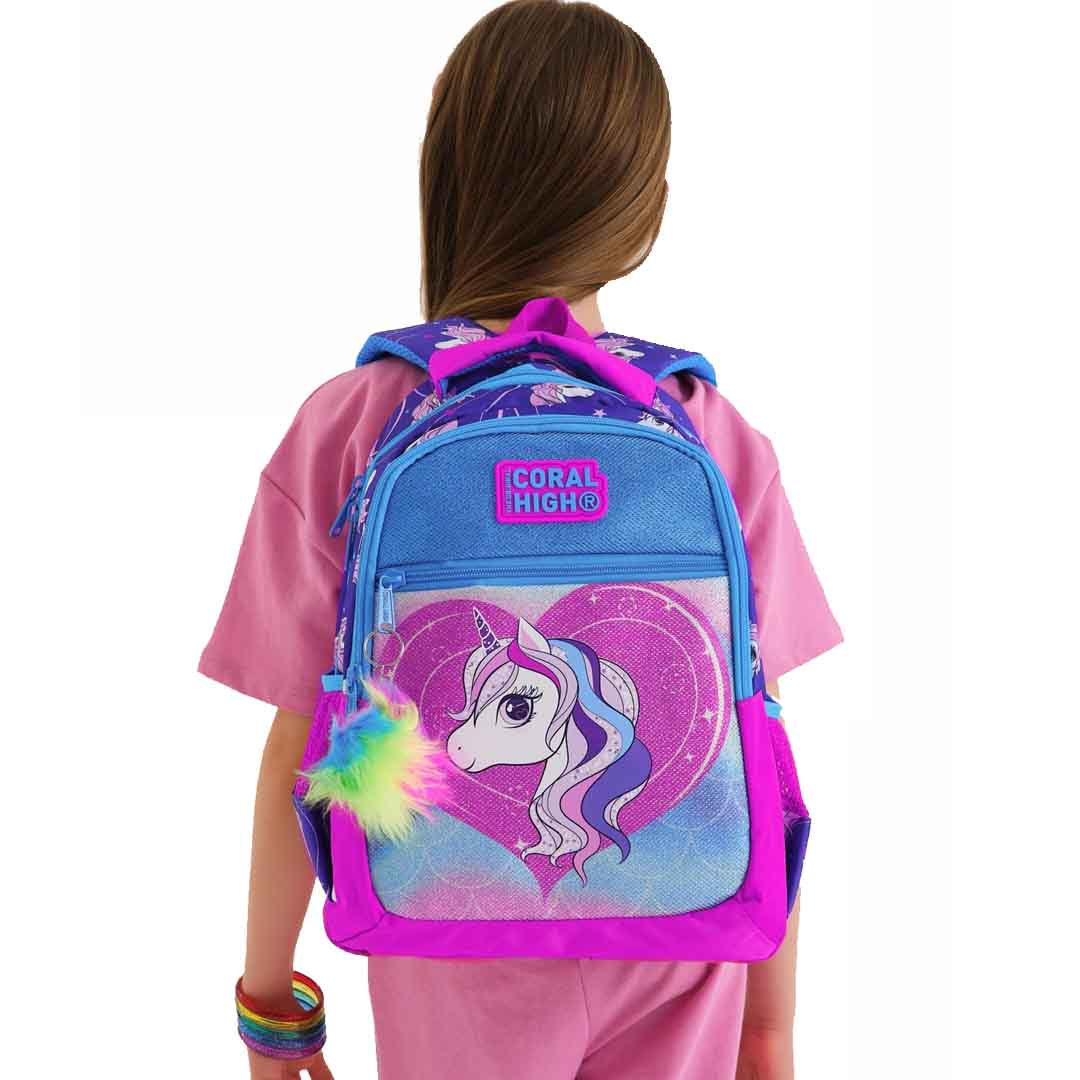 Coral High Kids Unicorn Desenli Simli Üç Bölmeli Okul Sırt Çantası 23492 Coral High Kids Unicorn Desenli Simli Üç Bölmeli Okul Sırt Çantası 23492