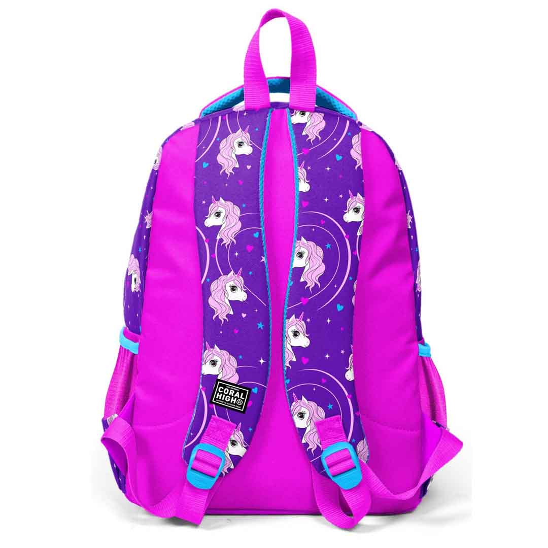 Coral High Kids Unicorn Desenli Simli Üç Bölmeli Okul Sırt Çantası 23492