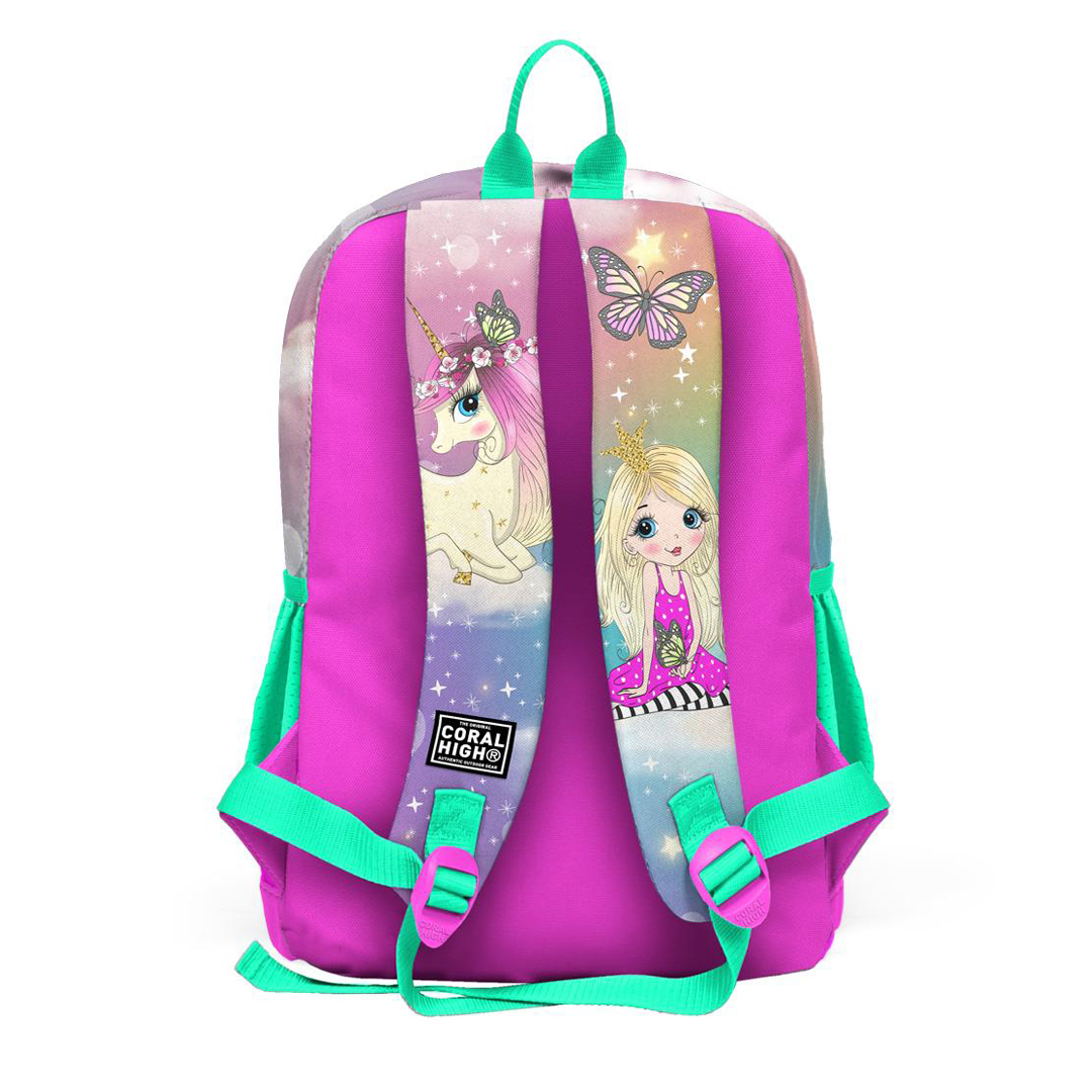 Coral High Kids Unicornlu Kız Desenli Dört Bölmeli Okul Sırt Çantası 23733