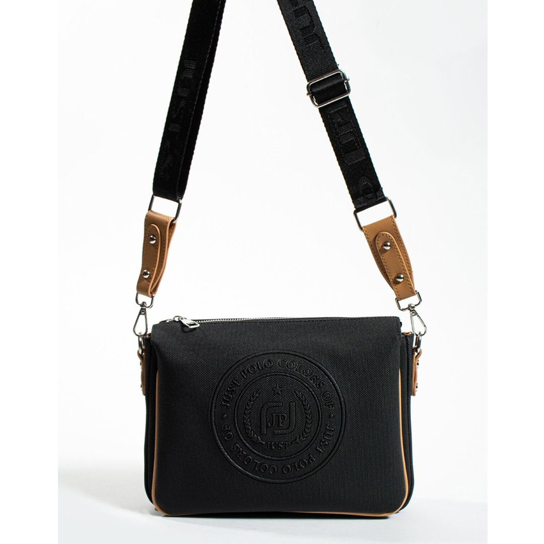 Just Polo Kadın Üç Bölmeli Lakoste Kumaş Çapraz ve Omuz Çantası Siyah-Taba Just Polo Kadın Üç Bölmeli Lakoste Kumaş Çapraz ve Omuz Çantası Siyah-Taba