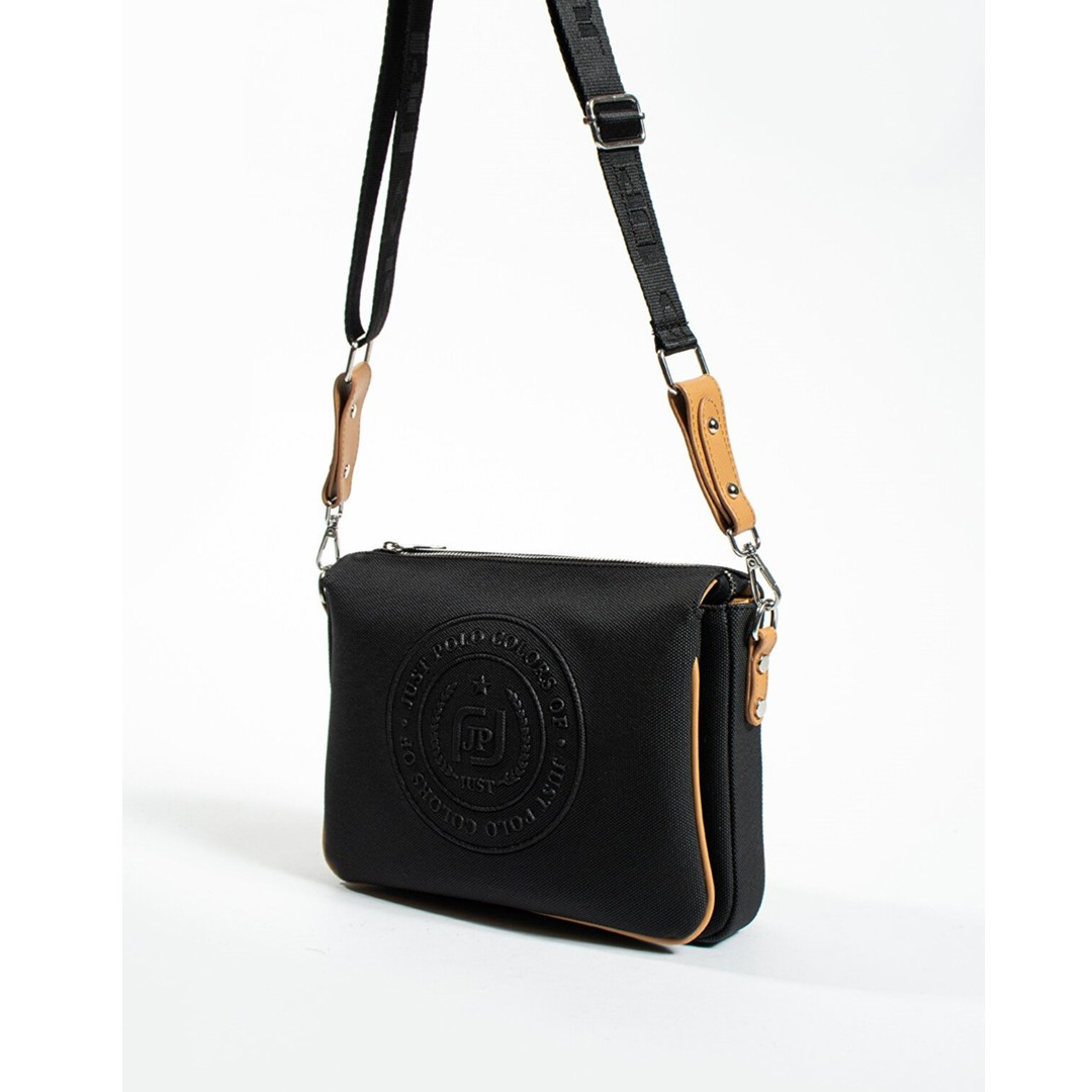 Just Polo Kadın Üç Bölmeli Lakoste Kumaş Çapraz ve Omuz Çantası Siyah-Taba Just Polo Kadın Üç Bölmeli Lakoste Kumaş Çapraz ve Omuz Çantası Siyah-Taba