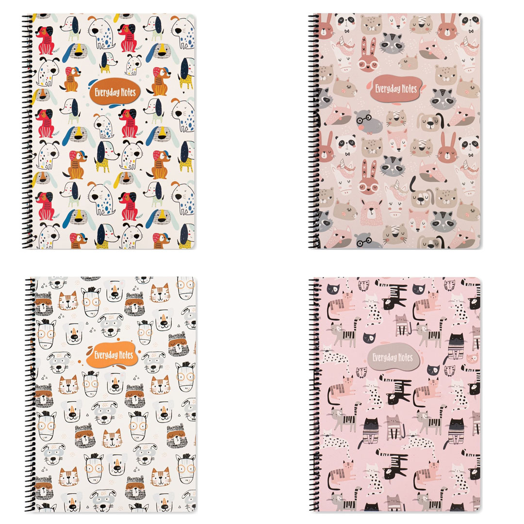 Keskin Color A4 Çizgili Defter Animal Friends Hayvanlar - 4 Lü Set