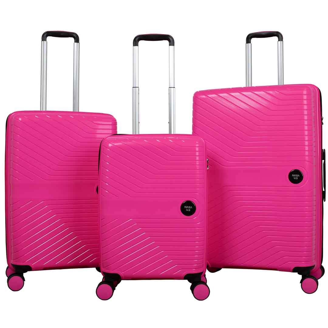 NASA U.S Gen-z 3 lü Fuşya Valiz Seti (Büyük+Orta+Kabin)