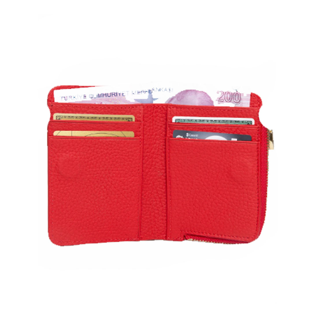 REWİNA 9110 Hakiki Deri Mıknatıslı Kadın Cüzdan Portföy Kırmızı