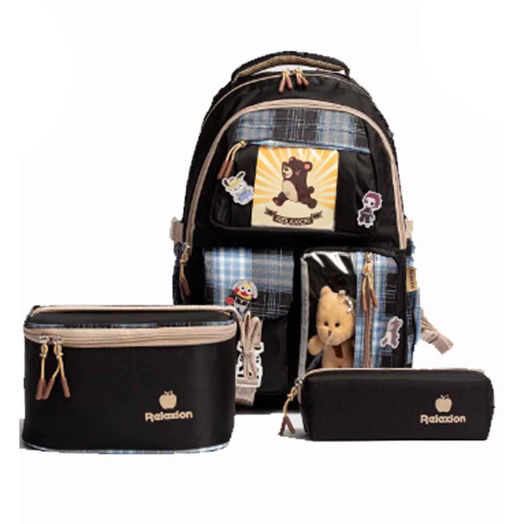 Relaxion 1395 3'lü Set Çocuk İlkokul çantası SİYAH