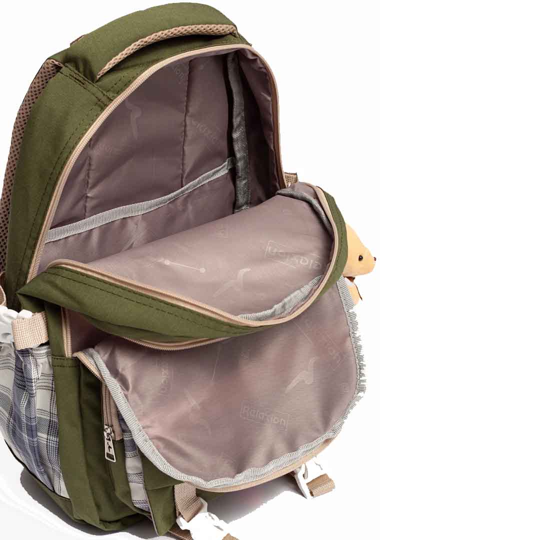 Relaxion 1396 3'lü Set İlkokul çantası Kalemlikli Beslenme Çantalı Sırt  YEŞİL