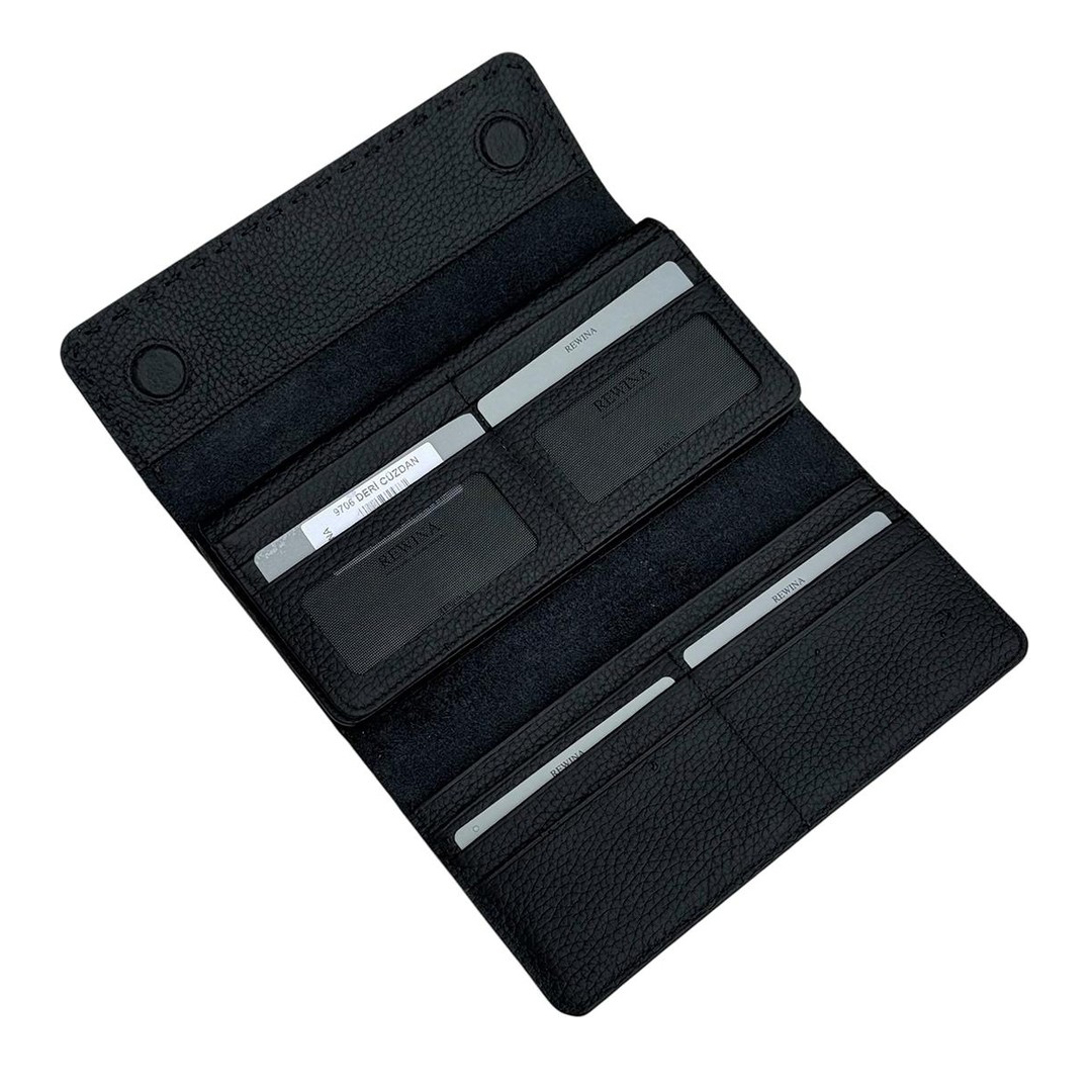 Rewina Siyah Deri Spor Dikişli Gizli Mıknatıslı Kadın Portföy Cüzdan 9706 Rewina Siyah Deri Spor Dikişli Gizli Mıknatıslı Kadın Portföy Cüzdan 9706