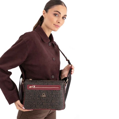 Benetton Bayan Çapraz Çanta Kahve-Bordo Bnt1637