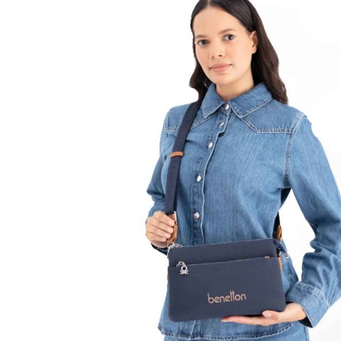 Benetton Bayan Çapraz Çanta Lacivert-Camel BNT1667