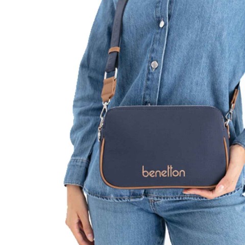 Benetton Bayan Çapraz Çanta Lacivert-Camel Bnt1666