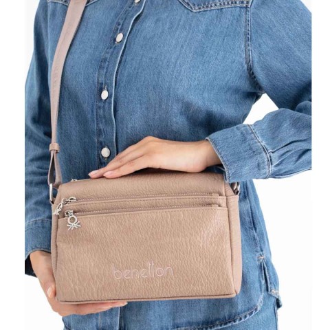 Benetton Bayan Kol Çantası BNT_1692 Vizon
