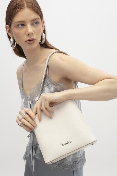 Benetton Bayan Omuz Çantası Beyaz 1821
