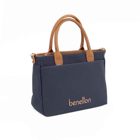 Benetton Bayan Omuz Çantası Lacivert-Camel BNT_1649