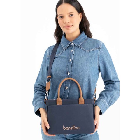 Benetton Bayan Omuz Çantası Lacivert-Camel BNT_1649