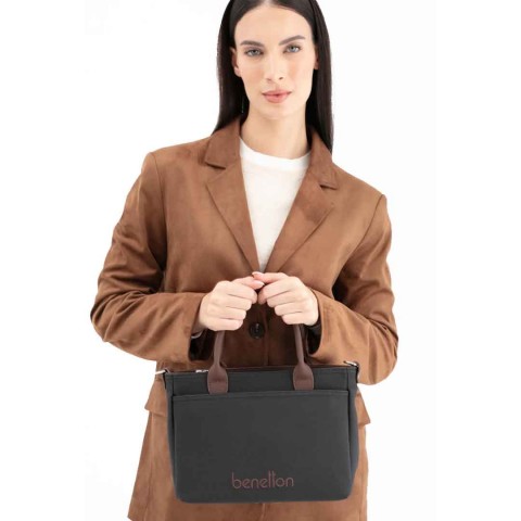 Benetton Bayan Omuz Çantası Siyah-Kahve BNT_1649