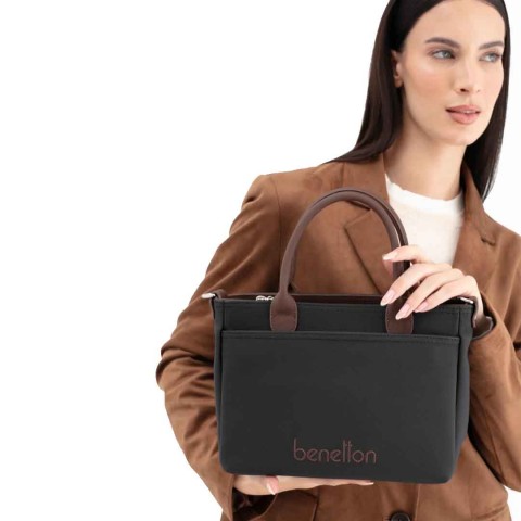 Benetton Bayan Omuz Çantası Siyah-Kahve BNT_1649