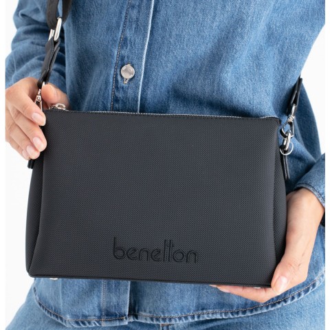 Benetton Çapraz / Omuz Çanta Siyah BNT 1671