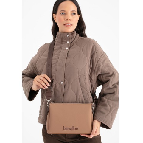 Benetton Çapraz / Omuz Çanta Vizon - Kahve BNT 1671