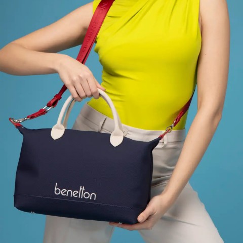 Benetton Kadın Kol Çantası BNT_1612 Laci - Bej - Kırmızı