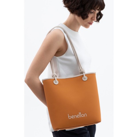 Benetton Kadın Kol Çantası BNT_1616 Hardal - Bej