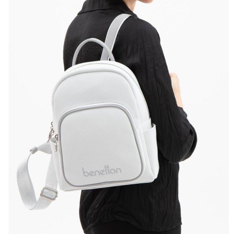 Benetton Kadın Sırt Çanta | Beyaz Açık Gri BNT 1605