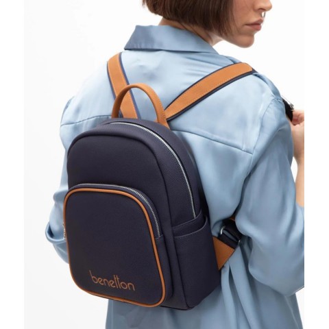 Benetton Kadın Sırt Çanta Lacivert-Camel BNT 1605