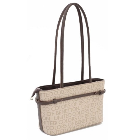 Benetton Monogram Bayan Omuz Çantası Bnt 1663 Taş-Kahve