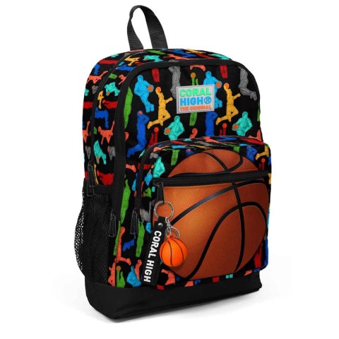 Coral High Kids Basketbol Desenli Dört Bölmeli Okul Sırt Çantası 23471