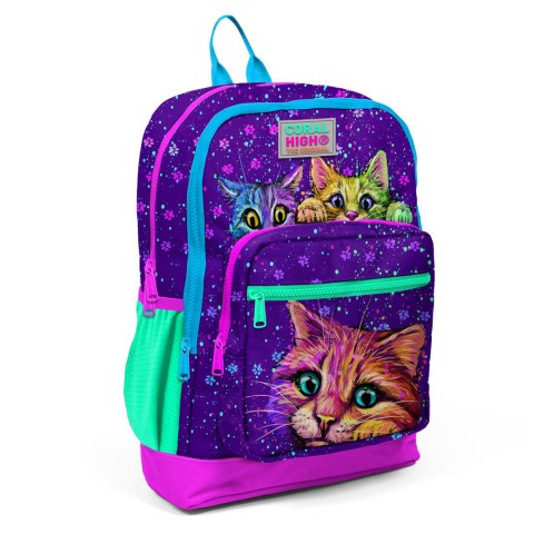 Coral High Kids Kedi Desenli Dört Bölmeli Okul Sırt Çantası 23732