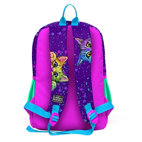 Coral High Kids Kedi Desenli Dört Bölmeli Okul Sırt Çantası 23732