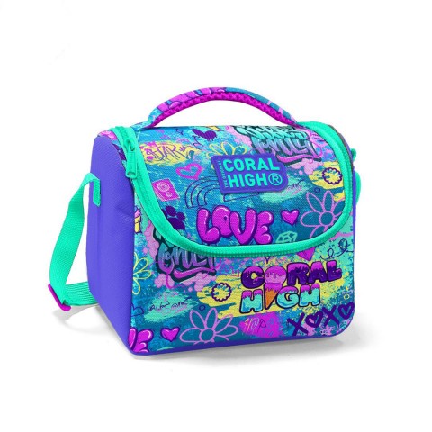 Coral High Kids Lavanta Su Yeşili Grafiti Desenli Beslenme Çantası 11827