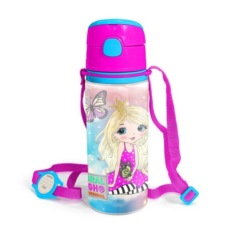 Coral High Kids Pembe Su Yeşili Pipetli Alüminyum Matara 600 ml 11945