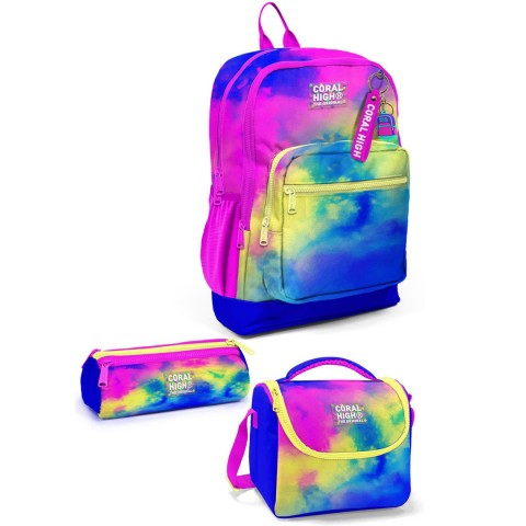 Coral High Kids Renkli Batik Desenli 3’lü Okul Çanta Seti 23757