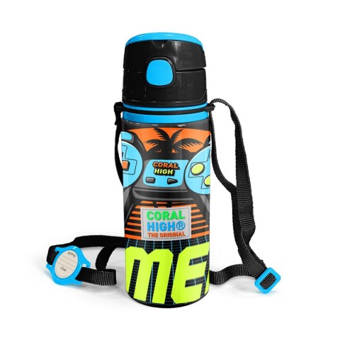 Coral High Kids Turuncu Gamers Desenli Pipetli Alüminyum Matara 600 ml 11937